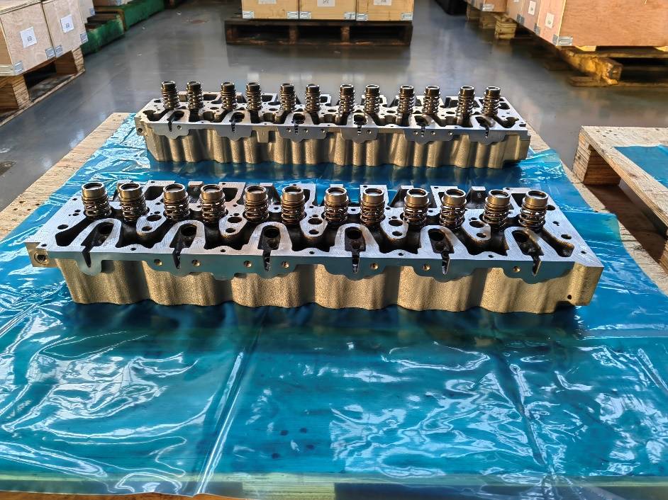 DEUTZ cylinder head with valve springs and guides installed