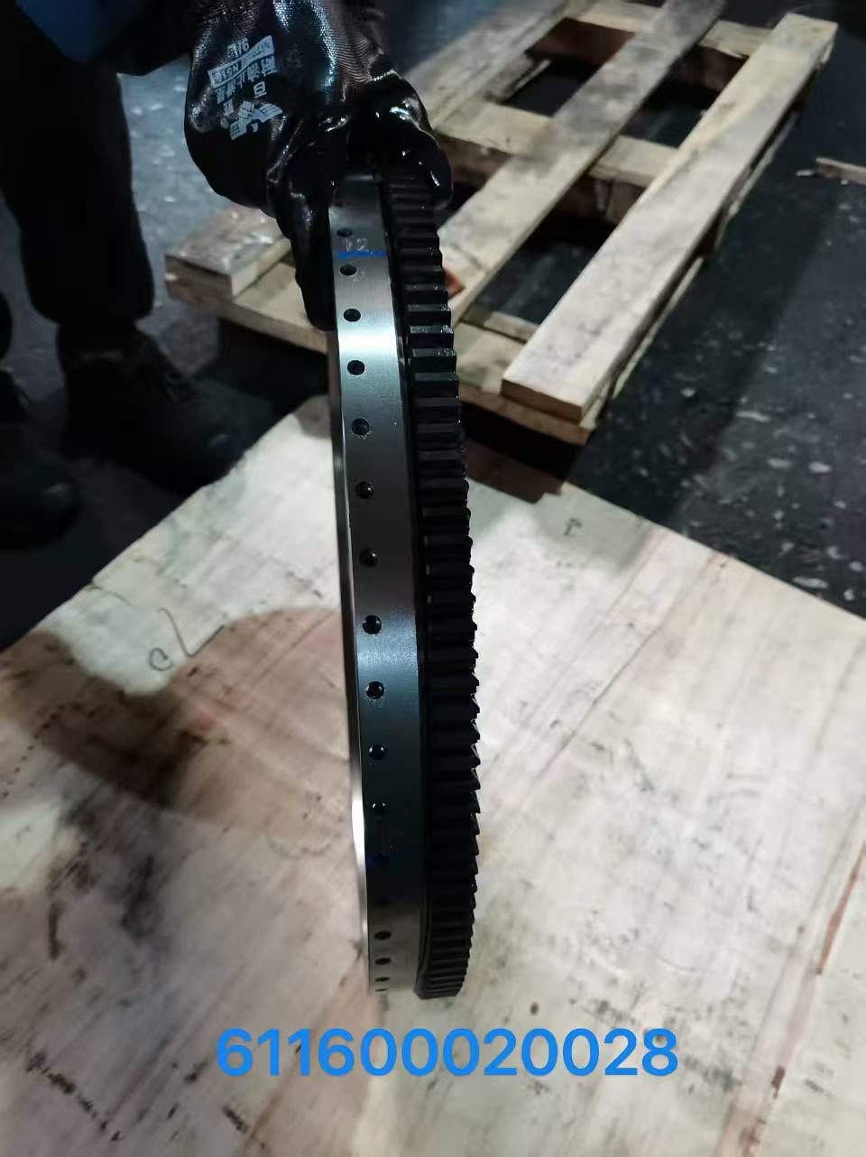 61160020028 flywheel seen from the side, showing the axial thickness of the body and ring gear