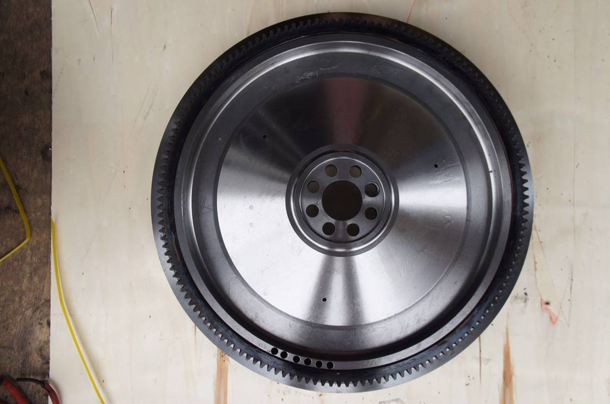 HINO J08E flywheel in the 17 inch form, deeply dished friction face with fine pitch ring gear