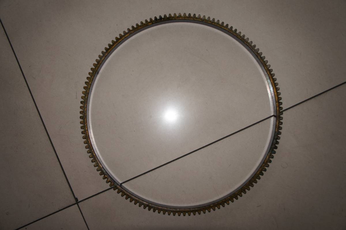 Perkins 126-tooth ring gear showing hardened steel band on the tooth edge